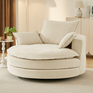 360° Swivel Accent Barrel Chair With Dual Layer Cushion And 3 Removable Pillows