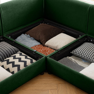 Modern (Set of 6) Modular Sectional Sofa With Storage Soft Cylindrical Design For Living Room - Green