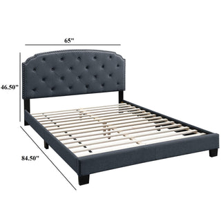 Button Tufted Bed With Nailhead Trim