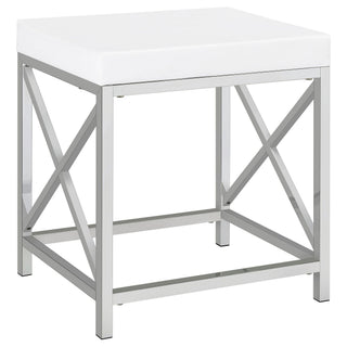 Hamlin - Makeup Vanity Table With Lighted Mirror And Padded Stool - White