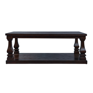 Rectangular Coffee Table With Open Storage Shelf For Living Room - Espresso