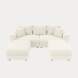 Deep Seat Convertible Sofa With Soft Pillows And Ottomans