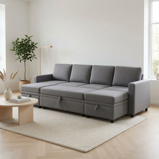 Extra Wide U - Shape Convertible Sleeper Sofa Bed With Dual Storage Ottoman