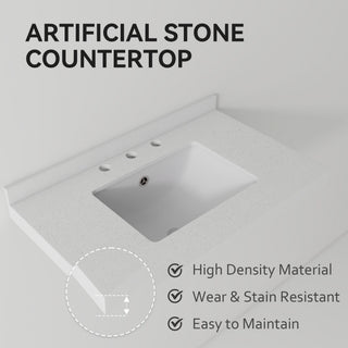 Basin Sink With 2" Thick Rim, Triple Faucet Holes, Sink Only