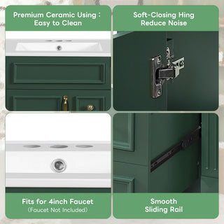 Bathroom Vanity With Sink, Compact Cabinet & 2 Drawers And Adjustable Shelf
