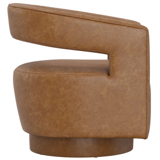 Swivel Accent Chair With Geometric Backrest
