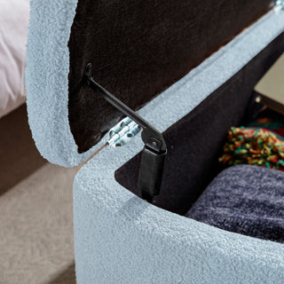 Storage Ottoman Bench For End Of Bed Legs, Modern Camel Faux Fur Entryway Bench Upholstered Padded With Storage For Living Room Bedroom