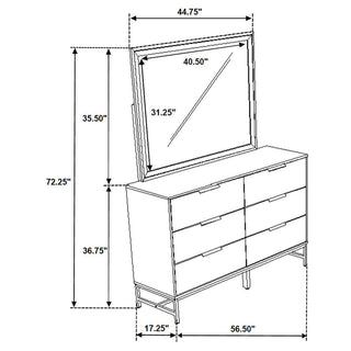 Taraval - 6 Drawer Dresser With Mirror - White