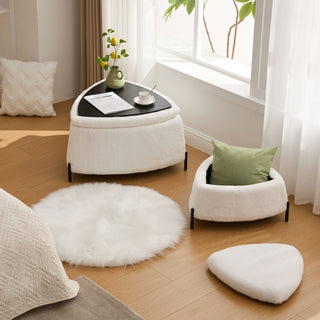 Upholstered Storage Ottoman Set With Reversible Lid