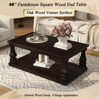 Rectangular Coffee Table With Open Storage Shelf For Living Room - Espresso