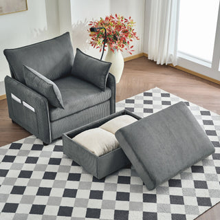 Comfy Oversized Chaise Lounge Chair With Ottoman And Storage