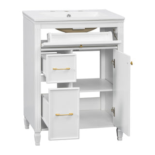 Freestanding Bathroom Vanity With Sink, Soft Close Door, Tip Out Drawer