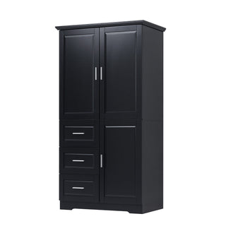 Tall Wide Storage Cabinet With Doors, 3 Drawers