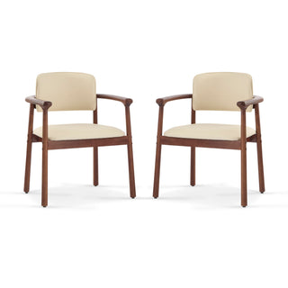 Dining Room Chairs, Ideal For Home & Kitchen (Set of 2) - Beige / Dark Walnut