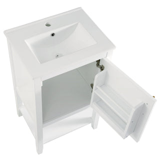 Modern Bathroom Vanity With Sink, Soft-Closing Door And Open Shelf