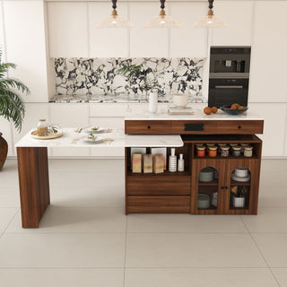 Kitchen Island With Extendable & Rotating Table