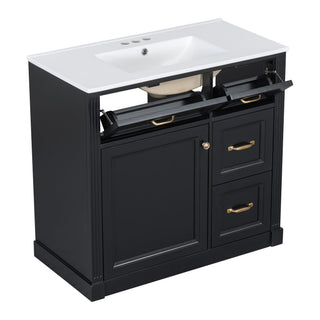 Modern Bathroom Vanity With Sink, 4 Drawers, Soft-Close Door, Adjustable Shelf
