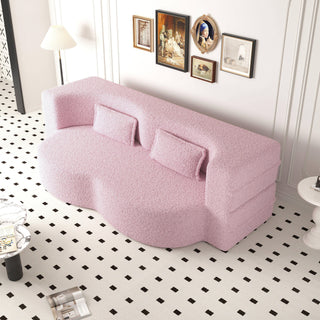 Modern Floor Sofa, With 2 Pillows, Convertible Teddy Fabric Foam Filled Bed