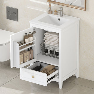 Bathroom Vanity With Sink, Soft Closing Cabinet Door, Storage Rack And Drawer