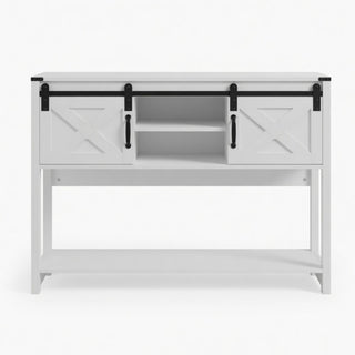 Farmhouse Entryway Table With Sliding Barn Door