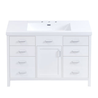 47.25" Modern Bathroom Vanity With Sink, Soft Close Single Door & 6 Drawers - White