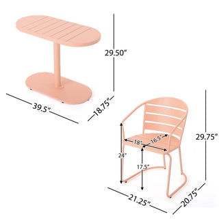 3 Piece Elegant Outdoor Bistro Set With 2 Chairs And Oval Table