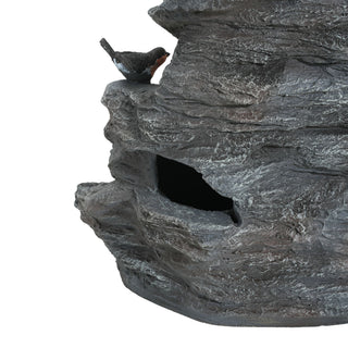 Concrete Rock Waterfall Fountain With LED Lights, Outdoor Garden Decor