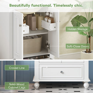 Modern Bathroom Vanity With Sink, Cabinet With Drawer And Dividers, Rectangular Storage Unit