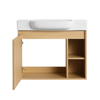 Wall Mounted Bathroom Vanity With Sink & Soft Close Door