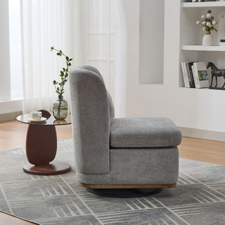 Wide Modern Cushioned Armless Metal Base 360° Swivel Chair With Pillow