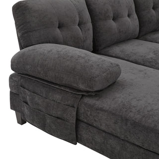 U-Shaped Sectional Sofa 103.5" Fabric Couch With Dual Chaise Lounges, Storage Pockets, Armrest Pillows