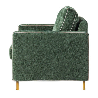 Accent Chair Upholstered Single Sofa With Square Arms, Sewn Pillow Back For Living Room