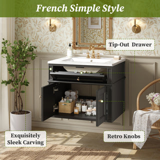 Wall Mounted Bathroom Vanity With Tip Out Drawer And Open Back Design
