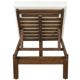 Adjustable Outdoor Patio Lounge Chair Chaise Lounge - Beige / Walnut