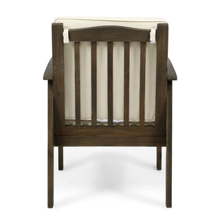 Casa Acacia Wood Club Chairs (Set of 2) With Water Resistant Cushions - Gray / Cream