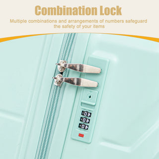 Hard Shell Luggage With Scratch Resistant Surface, 4 Wheels, Combination Lock & Side Hooks