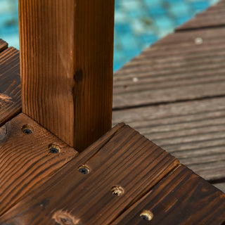Outsunny - Fir Wood Garden Bridge Arc Walkway With Side Railings, Perfect For Backyards, Gardens, & Streams, Carbonized - Brown