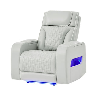 Julian - Power Recliner With Power Headrest And LED Lighting - Silver