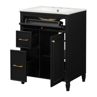 Freestanding Bathroom Vanity With Sink, Soft Close Door, Tip Out Drawer