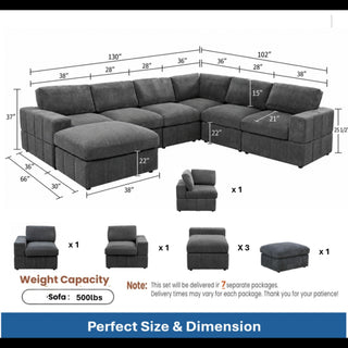 Modular Sectional Sofa, Reversible Set