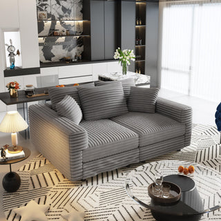 3 Seat Sofa, Deep Seat Couches With Soft Pillows And 1 Ottomans, Convertible Sofa Lounge Chair, For Living Room - Gray