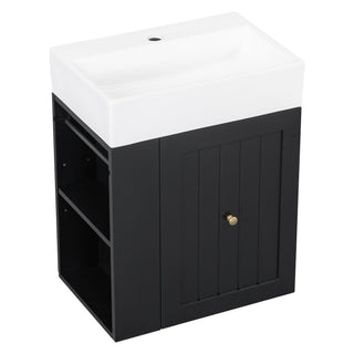 Modern Bathroom Vanity With Sink, Storage Cabinet, Drawer & Side Shelf