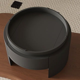 Cloud Coffee Table With 2 Drawers & Multi Layer Storage - Dark Walnut / Matt Black