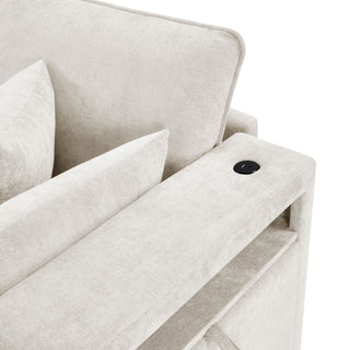 Modern Sectional Sofa U-Shaped With Movable Ottoman Storage Armrests And USB Ports