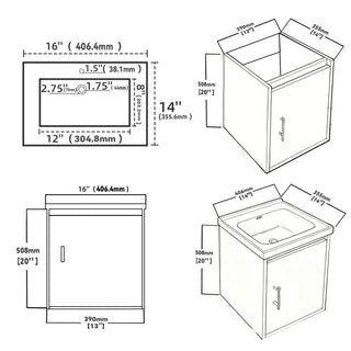 16" Floating Bathroom Vanity Combo, Wall Mounted Cabinet With Sink & Soft Close Doors For Small Bathrooms - Khaki