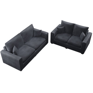2 Piece Contemporary Style Sofa Set With Matching Pillows