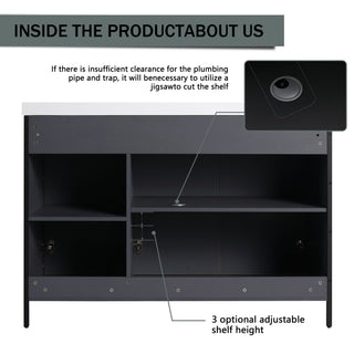 Modern Freestanding Bathroom Vanity With Resin Sink & Soft Close Cabinet Doors