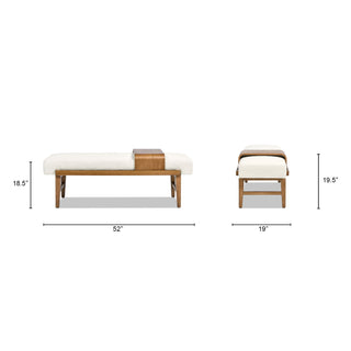 Billie - Modern Telephone Bench With Sliding Shelf - Ivory White