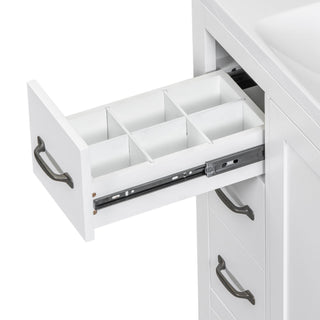 Modern Bathroom Vanity With Sink, 6 Drawers, Adjustable Shelf