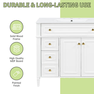 Bathroom Vanity With Sink, 3 Drawers & 2 Soft-Close Doors